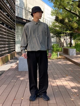 「BEAMS（ビームス）のテック プルオーバー シャツ（シャツ/ブラウス、グリーン系）」を使った、BEAMSさん（メンズ・170cm）の春コーディネート