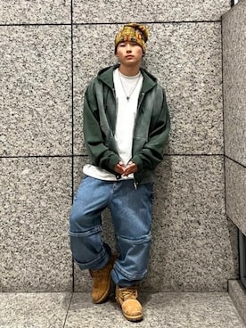 「アイテム（帽子）」を使った、BEAMSさん（メンズ・170cm）の春コーディネート