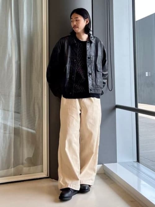 セール】ワイドショートフィット シープレザー ジャケット（ブルゾン