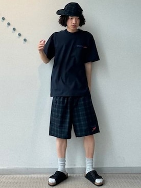 「Speedo（スピード）のアイテム」を使った、BEAMSさん（メンズ・167cm）の夏コーディネート