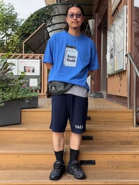 「Champion（チャンピオン）のアイテム」を使った、BEAMSさん（メンズ・172cm）の夏コーディネート
