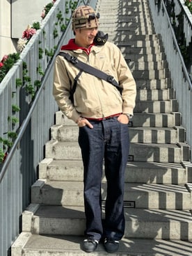 「LACOSTE（ラコステ）の【別注】LACOSTE / スタンドカラー ブルゾン（ブルゾン、ベージュ系）」を使った、BEAMSさん（レディース・159cm）の春コーディネート