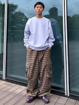 「BEAMS（ビームス）のチェック カーゴ パンツ（その他パンツ）」を使った、BEAMSさん（メンズ・170cm）の夏コーディネート