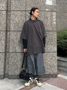 「FRED PERRY（フレッドペリー）の【別注】FRED PERRY / Mini Barrel Bag（ショルダーバッグ、ブラック系）」を使った、BEAMSさん（メンズ・173cm）の夏コーディネート