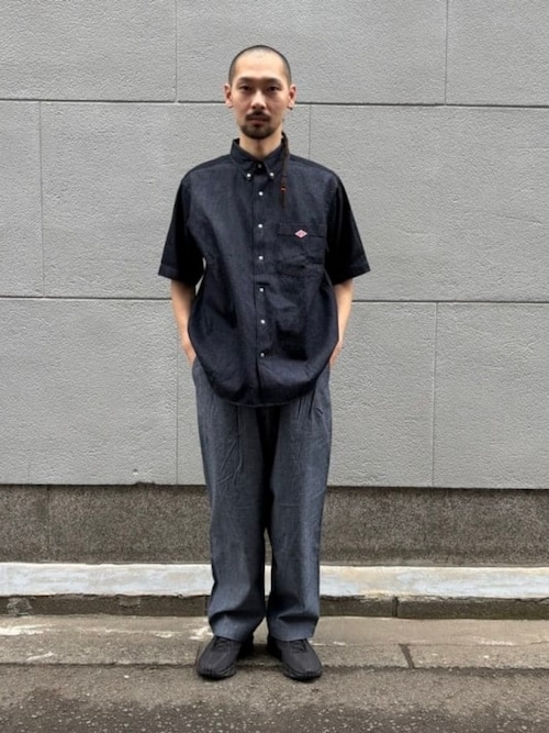 DANTON / ドットボタンダウン ダンガリー ショートスリーブシャツ