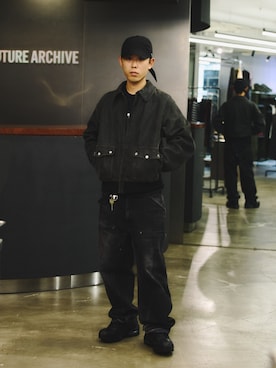 「BEAMS（ビームス）のFA.A-2 LeatherJk（ブルゾン、ブラック系）」を使った、BEAMSさん（メンズ・172cm）の秋コーディネート