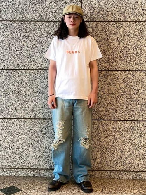 BEAMS × Lee 101 クラッシュ デニムパンツ 32