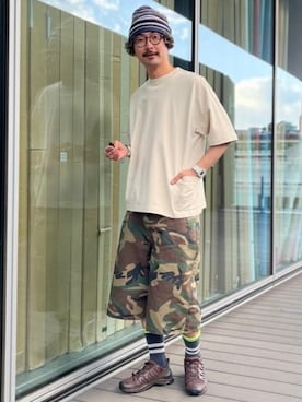 「アイテム（ニットキャップ/ビーニー）」を使った、BEAMSさん（メンズ・185cm）の夏コーディネート