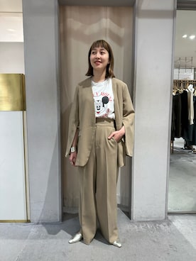「SHENERY（シーナリー）のアイテム（ノーカラージャケット）」を使った、KASAHARA_156cmさん（レディース・156cm）の冬コーディネート