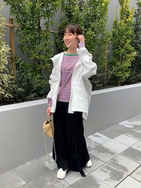 「ティアードスカート」｜「アイテム（モッズコート）」を使った、KASAHARA_156cmさん（レディース・156cm）の冬コーディネート