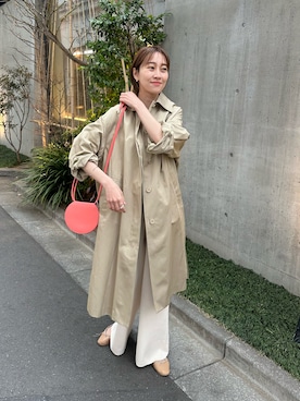「SHENERY（シーナリー）のアイテム（ステンカラーコート）」を使った、KASAHARA_156cmさん（レディース・156cm）の春コーディネート