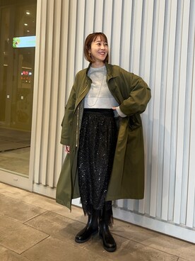 「SHENERY（シーナリー）のアイテム（モッズコート）」を使った、KASAHARA_156cmさん（レディース・156cm）の秋コーディネート