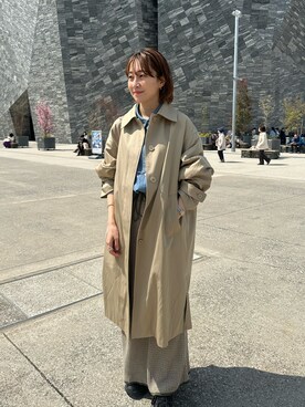 「SHENERY（シーナリー）のアイテム（ステンカラーコート）」を使った、KASAHARA_156cmさん（レディース・156cm）の春コーディネート