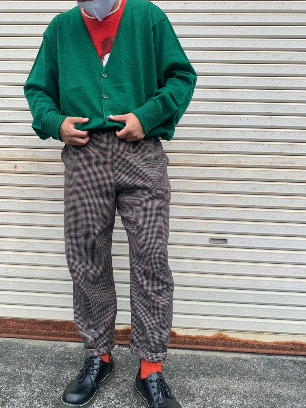 「秋のコーデ、カーディガン、おしゃれさんと繋がりたい、キレイめ、古着、いいね、save、フォローお願いします🤑」｜「WEGOのアイテム（カーディガン/ボレロ、グリーン系）」を使った、ともきさん（メンズ・172cm）の秋コーディネートの1枚目の写真
