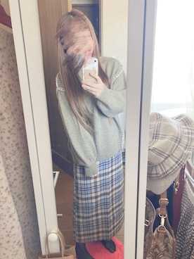 「chocomee（チョコミー）のアイテム（スカート）」を使った、yuuri🍫さん（レディース・151cm）の冬コーディネート