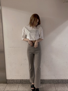 「ENVYM（アンビー）のステッチサンダル（サンダル）」を使った、envym_rinoさん（レディース・160cm）の夏コーディネート