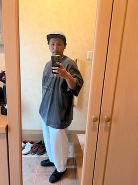 「BROKEN BASE（ブロークンベース）のアイテム（スウェットパンツ）」を使った、daisuke307さん（メンズ・162cm）の夏コーディネート