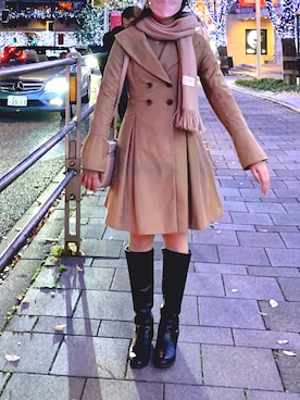 「フレンチガーリー」｜「アイテム（トレンチコート）」を使った、fukukuruさん（レディース・160cm）の冬コーディネート