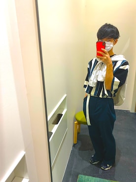 「アパレルスタッフ」｜「アイテム（スラックス）」を使った、alalaltoさん（メンズ・165cm）の夏コーディネート