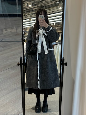 「アイテム（ノーカラーコート）」を使った、みみぴこ🐰さん（レディース・158cm）の冬コーディネート