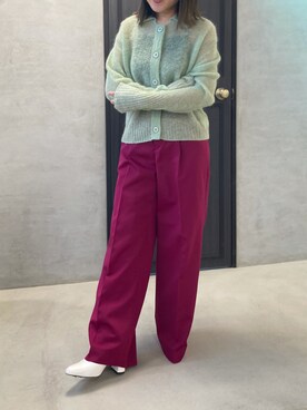 「lautreamont BLEUBLANC（ロートレアモンブルーブラン）のワイドストレートカラーパンツ≪洗濯機で洗える≫（その他パンツ、パープル系）」を使った、kanaaaaa0507さん（レディース・149cm）の秋コーディネート
