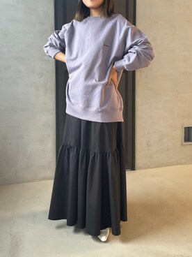 「lautreamont BLEUBLANC（ロートレアモンブルーブラン）のモードティアードスカート≪洗濯機で洗える≫（スカート、ブラック系）」を使った、kanaaaaa0507さん（レディース・149cm）の秋コーディネート