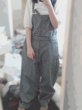「no brand（ノーブランド）のアイテム（オールインワン・サロペット）」を使った、sakurakoさん（レディース・154cm）の秋コーディネート