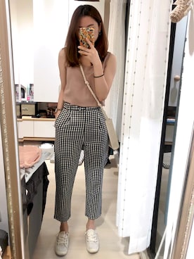 「ROXY（ロキシー）のアイテム（スリッポン）」を使った、chiaoさん（レディース・158cm）の夏コーディネート