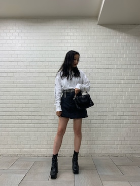 「アイテム（デニムスカート）」を使った、evrishinaさん（レディース・155cm）の夏コーディネート