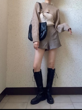 「アイテム（スーツセット、ブラウン系）」を使った、LeNa🌻さん（レディース・169cm）の夏コーディネート