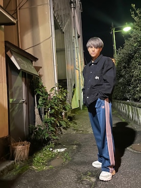 「STUSSY（ステューシー）のアイテム（ブルゾン）」を使った、Nova🎧さん（メンズ・170cm）の秋コーディネート