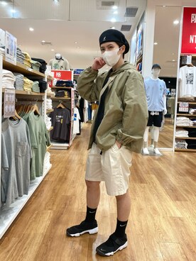 「MUJI」｜「アイテム（ハンチング/ベレー帽）」を使った、vantomさん（レディース・158cm）の夏コーディネート