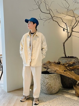 「MUJI」｜「アイテム（帽子）」を使った、vantomさん（レディース・158cm）の春コーディネート