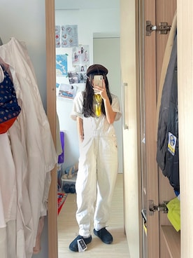 「PULL&BEAR（プルアンドベア）のアイテム（サロペット/オーバーオール）」を使った、chih90さん（レディース・158cm）の夏コーディネート