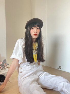 「PULL&BEAR（プルアンドベア）のアイテム（サロペット/オーバーオール）」を使った、chih90さん（レディース・158cm）の夏コーディネート