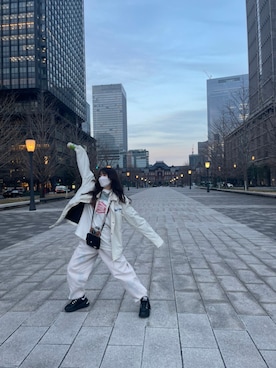 「DIESEL（ディーゼル）のアイテム（ナイロンジャケット）」を使った、ねねこさん（レディース・157cm）の春コーディネート