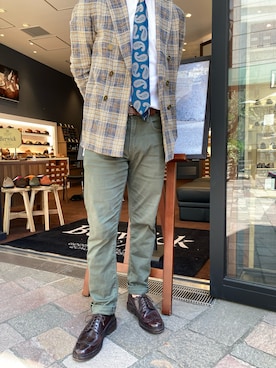 「Berwick1707（バーウィック）のアイテム（ドレスシューズ）」を使った、masakazu0124さん（メンズ・165cm）の春コーディネート