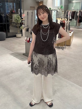 「LEPSIM（レプシィム）の3連ボールネックレス　287544（ネックレス、シルバー系）」を使った、マツコさん（レディース）の夏コーディネート