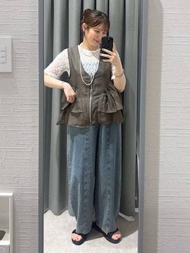 「LEPSIM（レプシィム）の3連ボールネックレス　287544（ネックレス、シルバー系）」を使った、マツコさん（レディース）の夏コーディネート