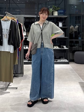 「LEPSIM（レプシィム）のイージーデニムパンツ　630150（デニムパンツ、ブルー系）」を使った、マツコさん（レディース）の春コーディネート