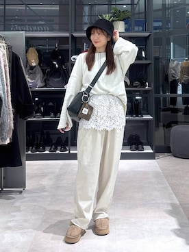 「アイテム（ポーチ）」を使った、マツコさん（レディース・163cm）の冬コーディネート