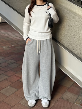 「アイテム（スウェットパンツ）」を使った、ruiさん（レディース・157cm）の秋コーディネート