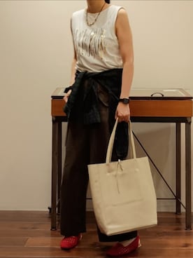 「アイテム（ネックレス、ゴールド系）」を使った、uozumiさん（レディース・161cm）の夏コーディネート