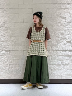 「アイテム（ニットキャップ/ビーニー）」を使った、ほなみさん（レディース・147cm）の秋コーディネート