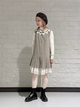 「アイテム（ハンチング/ベレー帽）」を使った、ほなみさん（レディース・147cm）の秋コーディネート