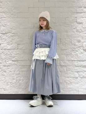 「アイテム（ニットキャップ/ビーニー）」を使った、ほなみさん（レディース・147cm）の秋コーディネート