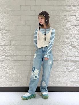 「アイテム（ニットキャップ/ビーニー）」を使った、ほなみさん（レディース・147cm）の秋コーディネート