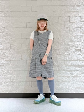 「靴下屋（クツシタヤ）のアイテム」を使った、ほなみさん（レディース・147cm）の夏コーディネート
