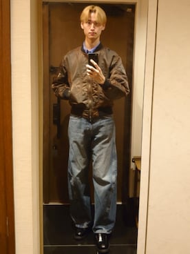 「アイテム（MA-1）」を使った、アサヒさん（メンズ・188cm）の秋コーディネート