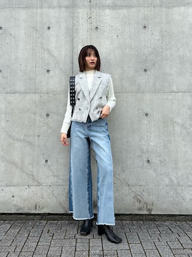 「タートルネック」｜「アイテム（ベスト）」を使った、嶋田美佑さん（レディース・162cm）の冬コーディネート